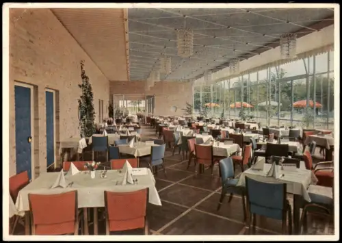 Hamburg Innenansicht Restaurant ROSENHOF im Park Planten u. Blomen 1956