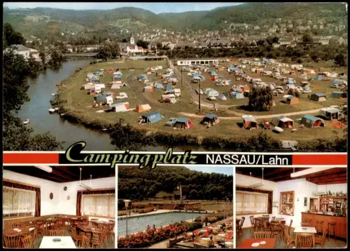 Nassau (Lahn) Panorama-Ansicht Blick auf den Campingplatz In der Au 1972