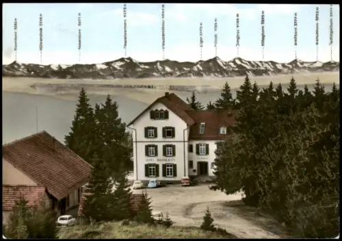 Badenweiler Panorama-Ansicht zu den Bergen mit Hotel Hochblauen 1965