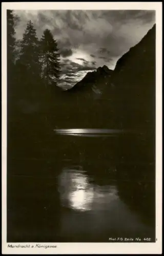 Ansichtskarte Schönau am Königssee Mondnacht am Königssee 1932