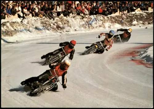 Ansichtskarte Inzell Oberbayern Eis-Speedway-Rennen im Stadion Motorrad 1978