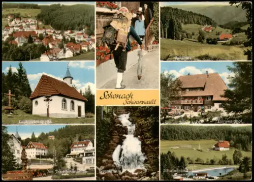 Schonach (Schwarzwald) Stadtteilansichten Kirche Tracht u.a. 1983