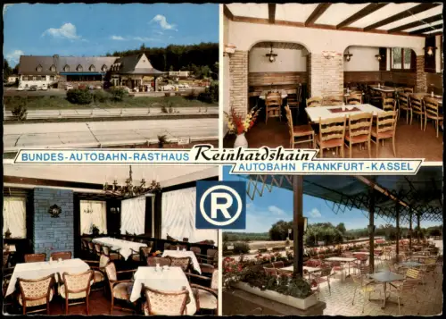 Reinhardshain-Grünberg (Hessen) Autobahn-Raststätte 4 Bild mit Gastraum 1970
