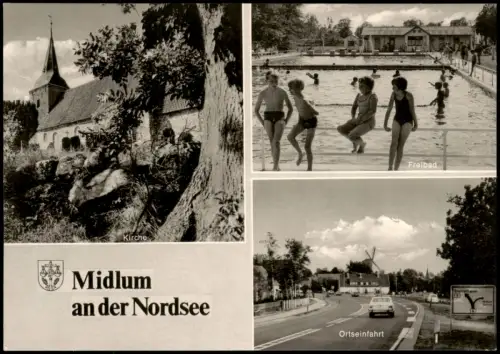 Midlum Rheiderland Jemgum   mit Freibad, Liegewiese, Spielplatz, Zeltplatz 1960
