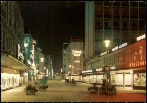 Ansichtskarte Essen (Ruhr) Kettwiger Straße bei Nacht Leuchtreklame 1978
