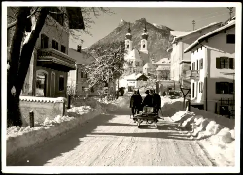Ansichtskarte Aschau im Chiemgau Straße Pferdeschlitten im Winter 1960