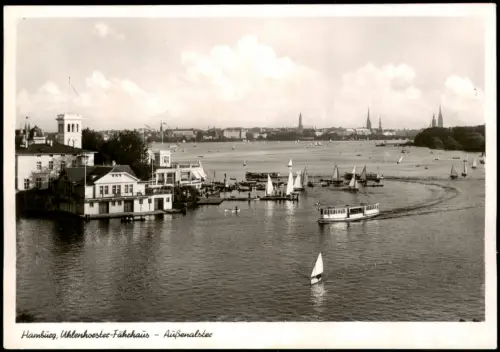 Ansichtskarte Uhlenhorst-Hamburg Uhlenhorster Fährhaus - Schiff 1954