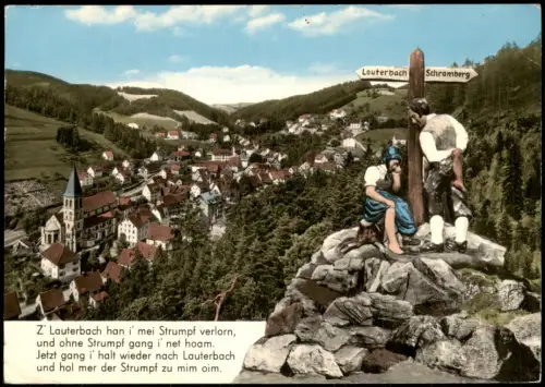 Ansichtskarte Lauterbach (Schwarzwald) Stadtblick Wegweiser 1972