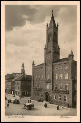 Ansichtskarte Kamenz Kamjenc Rathaus Markt mit Marktständen 1924
