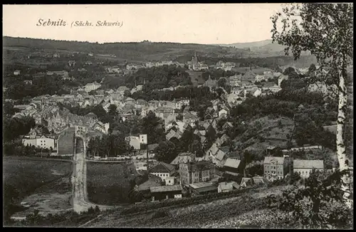 Ansichtskarte Sebnitz Partie an der Stadt - Straßenblick 1923