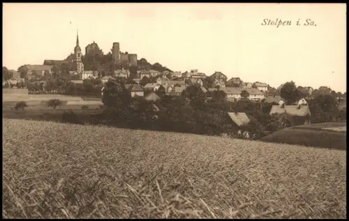 Ansichtskarte Stolpen Blick vom Feld auf die Stadt 1922