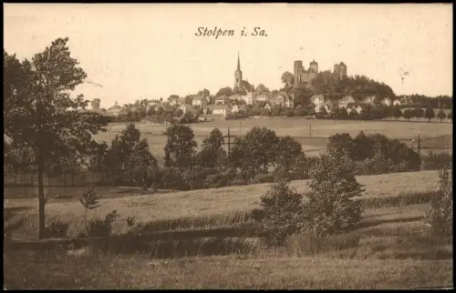 Ansichtskarte Stolpen Fernblick auf die Stadt 1922