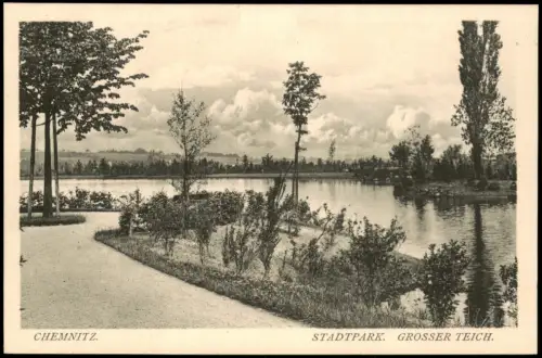 Ansichtskarte Chemnitz Stadtpark - Großer Teich 1914