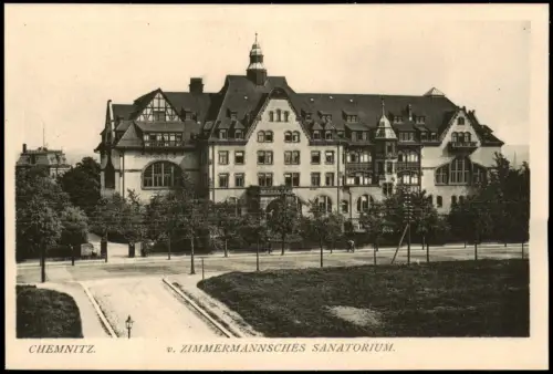Ansichtskarte Chemnitz Zimmermannsches Sanatorium 1914