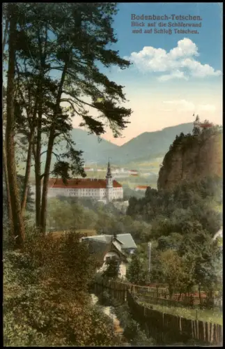 Postcard Tetschen-Bodenbach Decín Villa Schäferwand Schloß 1914