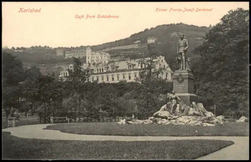 Postcard Karlsbad Karlovy Vary Café Park Schönbrunn 1914