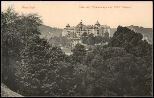 Karlsbad Karlovy Vary Blick vom Bismarckweg auf Hotel Imperial 1914