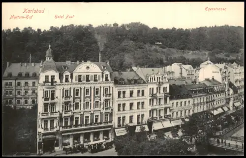 Postcard Karlsbad Karlovy Vary Egerstrasse Mattoni-Hof Hotel Post 1914