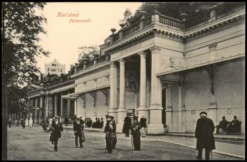 Postcard Karlsbad Karlovy Vary Felsenquelle belebt 1914