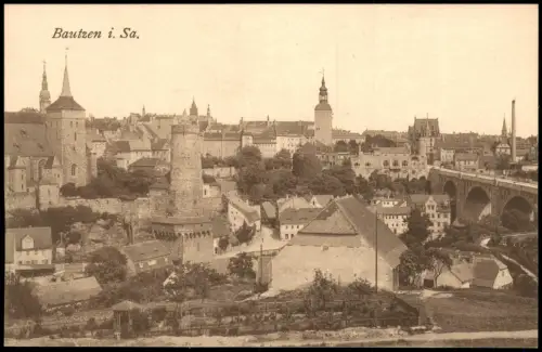 Ansichtskarte Bautzen Budyšin Blick auf die Altstadt 1914