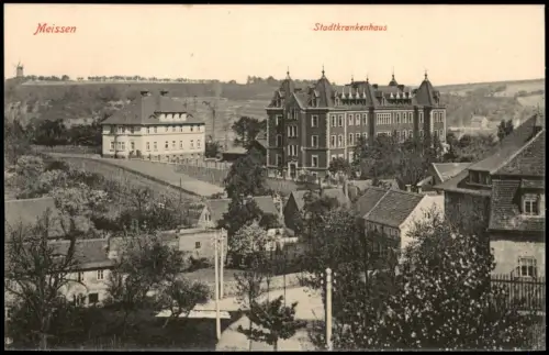 Ansichtskarte Meißen Partie am Stadtkrankenhaus 1914