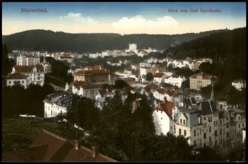 Postcard Marienbad Mariánské Lázně Blick vom Café Egerländer. 1914