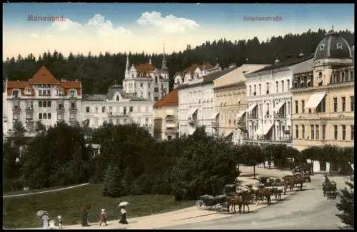 Postcard Marienbad Mariánské Lázně Stephanstraße 1914