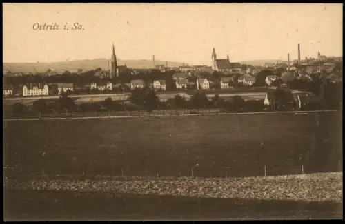 Ansichtskarte Ostritz (Oberlausitz) Wostrowc Fernblick auf die Stadt 1920