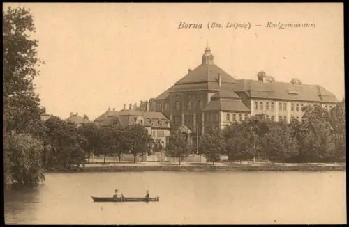Ansichtskarte Borna Partie am Realgymnasium 1920