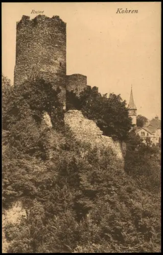 Ansichtskarte Kohren-Sahlis Burgruine Stadt 1920