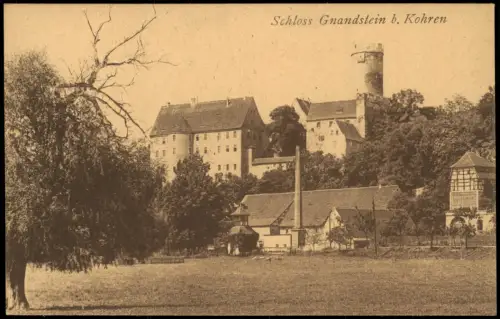 Ansichtskarte Gnandstein-Kohren-Sahlis Burg Gnandstein Stadt Schornstein 1920
