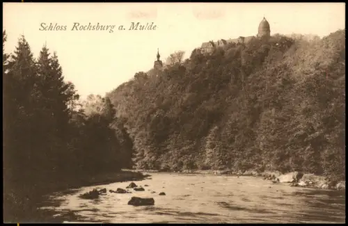 Ansichtskarte Rochsburg-Lunzenau Muldenpartie und Schloss Rochsburg 1920