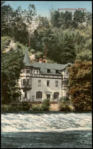 Ansichtskarte Lauenhain-Mittweida Lauenhainer Mühle Wehr 1921