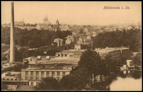 Ansichtskarte Mittweida Fabrik und Fabrikanlagen 1921