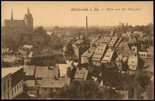 Ansichtskarte Mittweida Blick von der Obergasse 1921
