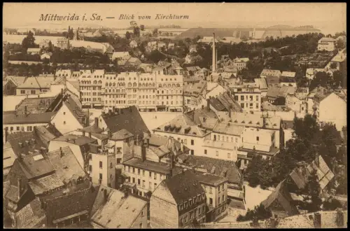 Ansichtskarte Mittweida Blick vom Kirchturm 1921