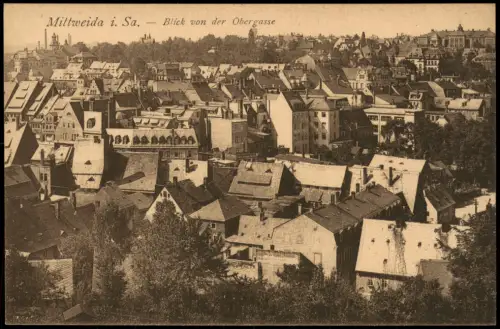 Ansichtskarte Mittweida Blick von der Obergasse 1921