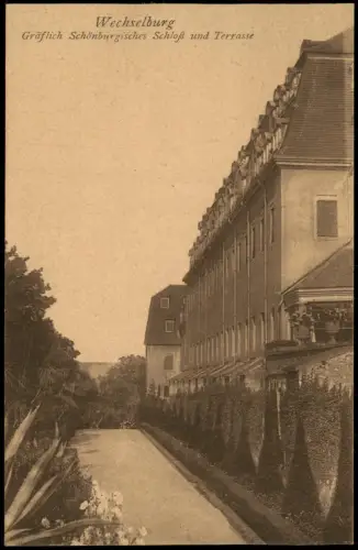 Ansichtskarte Wechselburg Gräflich Schönburgisches Schloß und Terrasse 1921