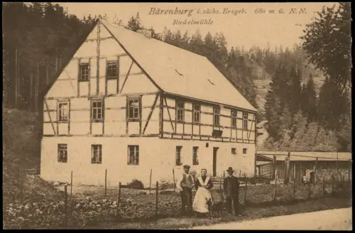 Ansichtskarte Bärenstein (Erzgebirge) Partie an der Riedelmühle 1920