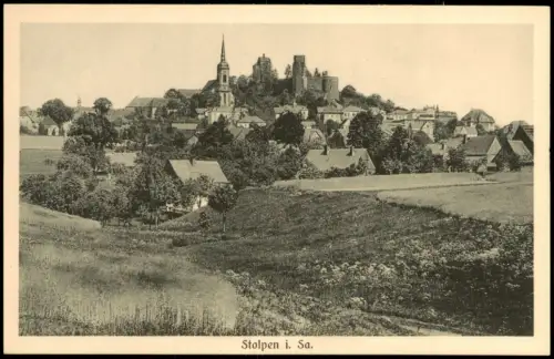 Ansichtskarte Stolpen Fernblick auf Stadt und Burg 1926