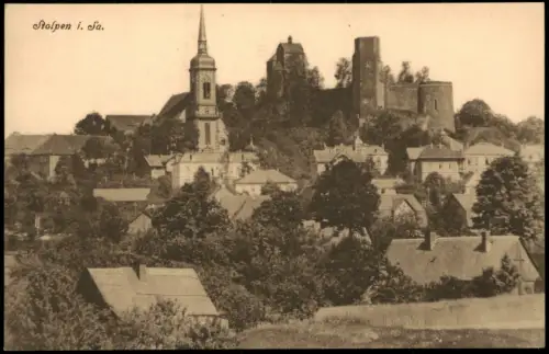 Ansichtskarte Stolpen Stadt Kirche Burg 1920