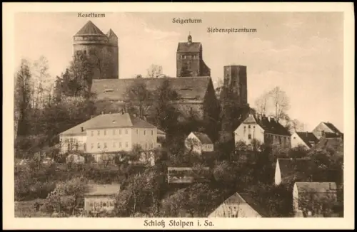 Ansichtskarte Stolpen Burg Gasthaus Beschreibung der Türme 1920