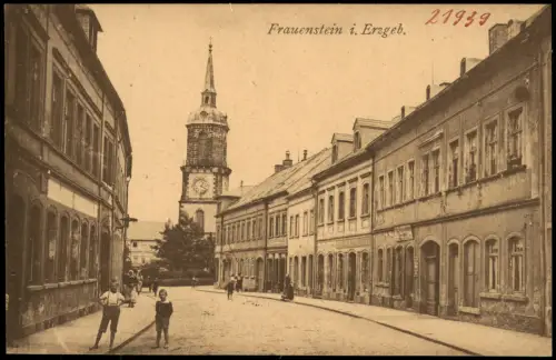 Ansichtskarte Frauenstein (Erzgebirge) Jungen - straßenszene 1921