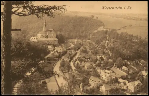 Ansichtskarte Weesenstein (Müglitz) Blick über die Stadt 1922