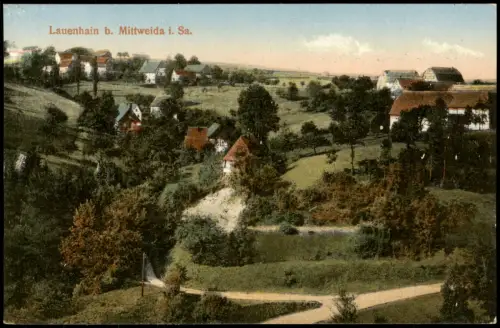 Ansichtskarte Lauenhain-Mittweida Weg zur Stadt 1914