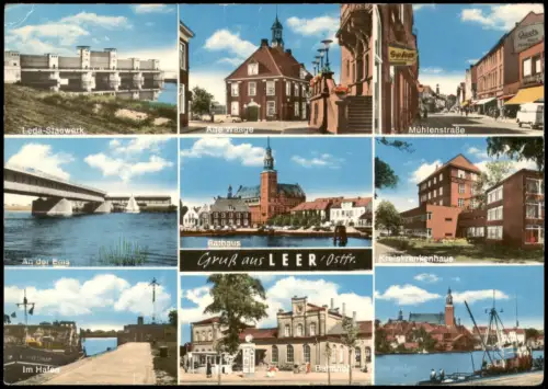 Leer (Ostfriesland) Mehrbildkarte  Mühlenstraße Kreiskrankenhaus Bahnhof 1971