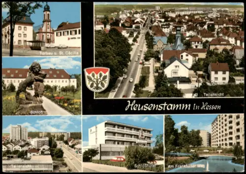 Heusenstamm Mehrbildkarte mit Ortsansichten u.a. Schloss, Hotel uvm. 1976