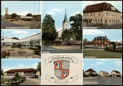 Gräfenhausen-Weiterstadt Mehrbild-AK Dorfgemeinschaftshaus Gasthaus Schule 1966