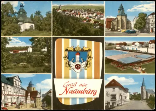 Heimarshausen-Naumburg (Hessen) Mehrbild-AK Ortsansichten Freibad 1972