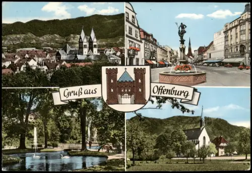 Ansichtskarte Offenburg Mehrbildkarte mit 4 Ortsansichten 1968